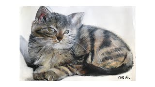 Cute Kitty Acrylic Painting Tutorial by Cheryl Navarro