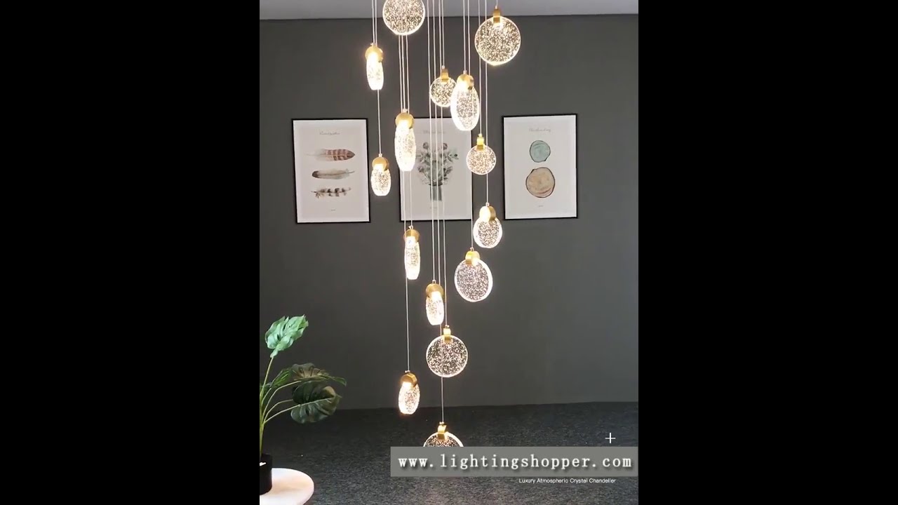 High Ceiling Foyer Chandelier Modern Decorative Hanging Light For Staircase