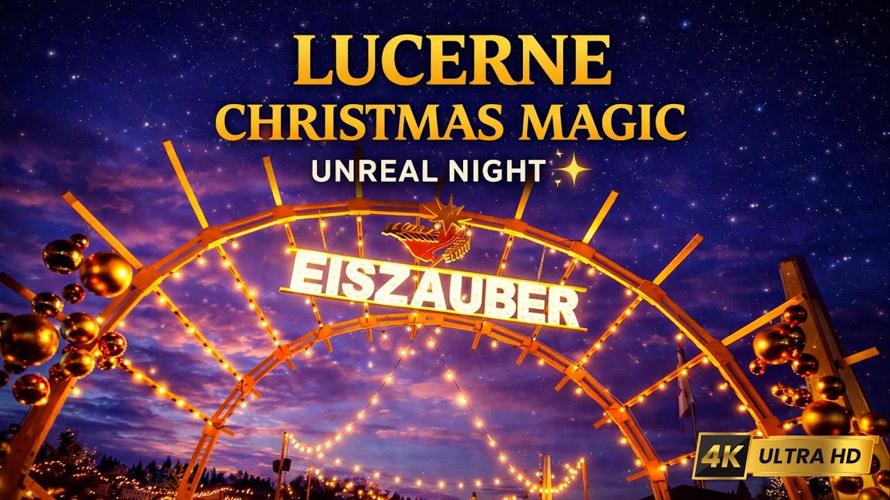 Lucerne Christmas Magic 🇨🇭✨ | Unreal Winter Night Walk in 4K