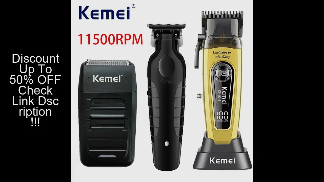 Kemei 2299 90-4 1102 11500RPM Rechargeable Hair Clippers Barber Cordless Hair Trimmer Electric Shave