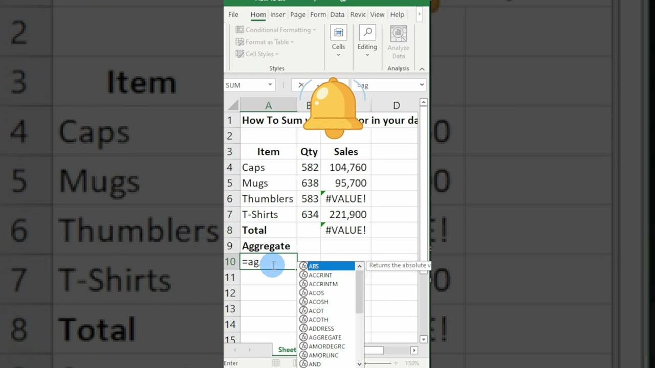 Tutorial To Learn How To Sum With An Error In Your Data 