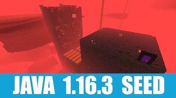 Minecraft Java 1.16.3 Seed: Spawn next to village and ruined portal that leads on top of a bastion