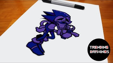 How To Draw FNF MOD Sonic EXE V2 - Majin - Step by Step
