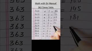 363 Times Table #easylearning#maths #informative#mathstricks#education #viralvideo #sirmaroof