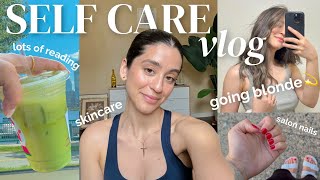 GOING BLONDE AGAIN 💫| self care vlog, hair transformation, nails, skincare