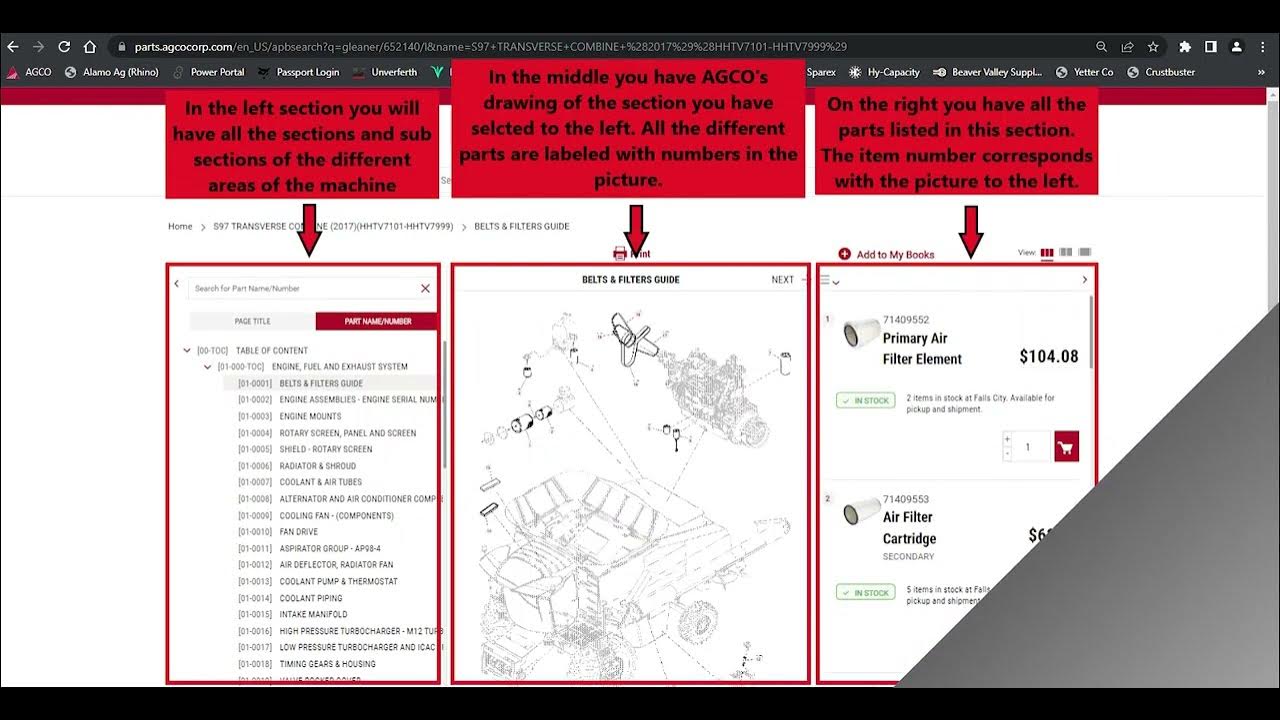 AGCO Parts Ordering Browsing the Parts Books Parts Lookup