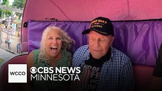 World War II veteran enjoys Tilt-A-Whirl at State Fair ahead of his 100th birthday