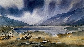 Paint A Loose STORMY SKY & MOUNTAINS Watercolor Landscape Painting, Beginners Watercolour Tutorial