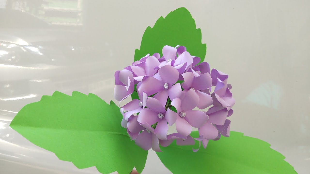 How to make paper flowers Hydrangeas (ดอกไม้กระดาษไฮเดรนเยีย27) l แม่
