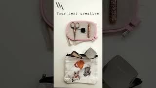 Your makeup bag just became a craft room - embroidery hoop edition! ✨🧵 #embroidery #whatsinmybag