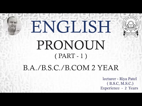 B.A./BSC/B.COM - II Year, English - Pronoun ( Part - 1 )