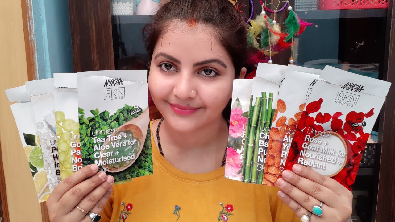 Nykaa sheet mask review & demo Brightening Moisturising Hydrating