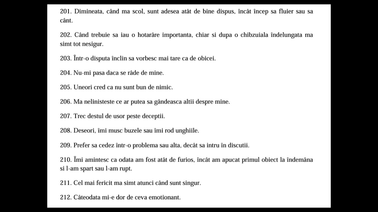 TEST DE PERSONALITATE - FREIBURG - PARTEA 2 (+ RĂSPUNSURI)