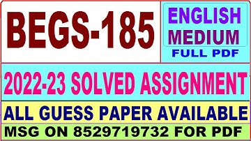 begs 185 solved assignment 2022-23 in English / begs 185 solved assignment / ignou bag begs 185