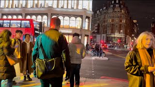 Knightsbridge | London Walk at Night. [4K] Christmas Light 2021. 4k HDR Video Kensington Night Walk