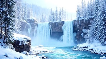 10 HOURS | Nature Sounds: Isolated Waterfall in Snowy Winter Forest • White Noise for Deep Sleep