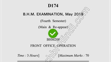 2019 Dcrust BHM 4th Sem Front Office Operation Question Paper