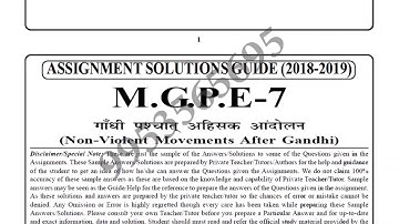 IGNOU MGPE-7 solved assignment 2018-19 in hindi | Non-Violence Movements after Gandhi in hindi