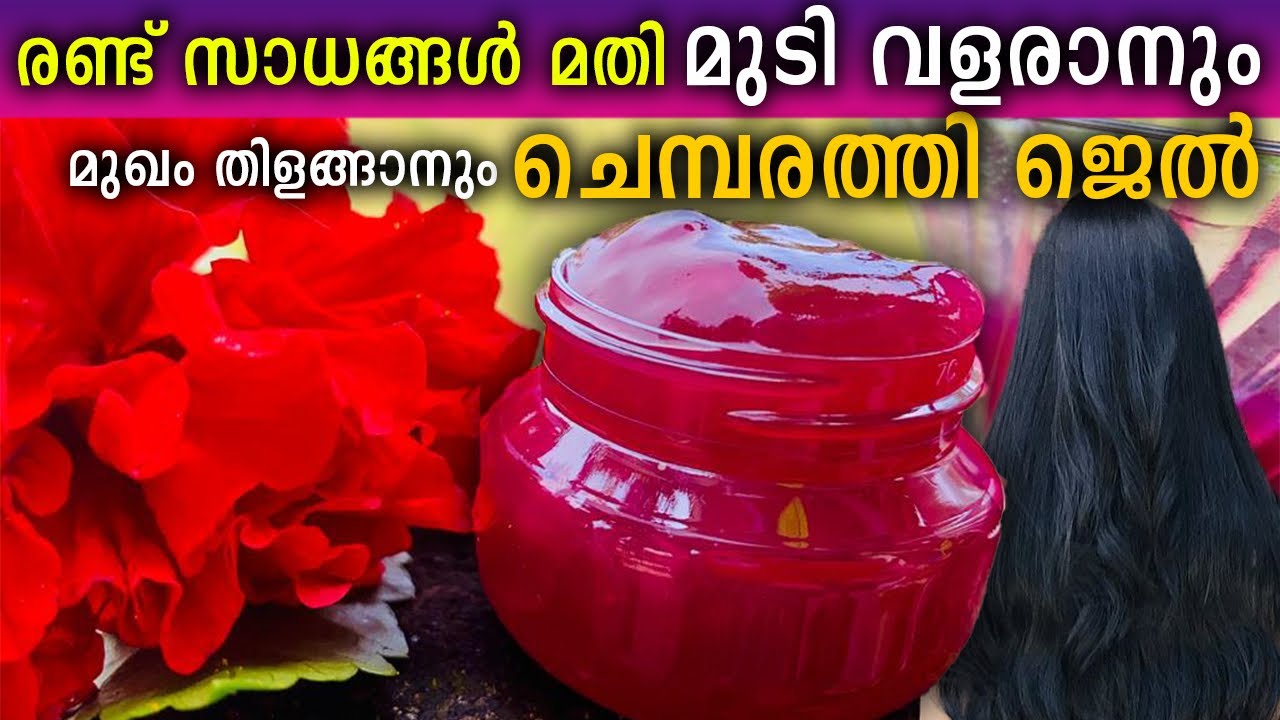 മുടി വളരാനും മുഖം തിളങ്ങാനും ചെമ്പരത്തി ജെൽ വിട്ടിൽ ഉണ്ടാക്കാം |Fast hair growth gel making at home
