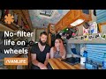 #vanlife with no filter: couple records work/life on wheels