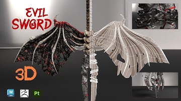Crafting the Ultimate Evil Sword in 3D: Maya, ZBrush & Substance Painter Tutorial full video in des.