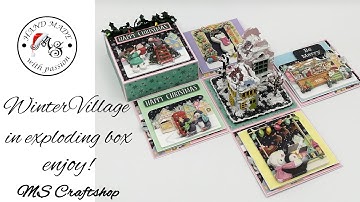 Christmas Exploding Box, Winter Village in Exploding Box, Scrapbooking - presentation