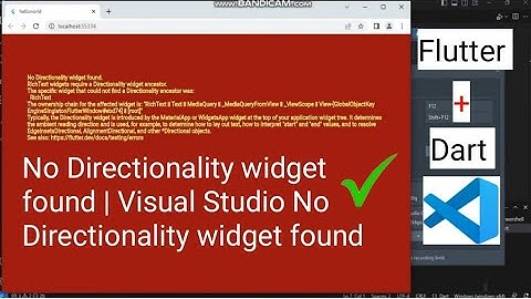 No Directionality widget found | Visual Studio No Directionality widget found