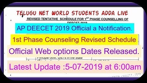 AP DEECET 2019 Revised Dates 1st Phase Web Counseling Dates Official Released|Explain|Live|