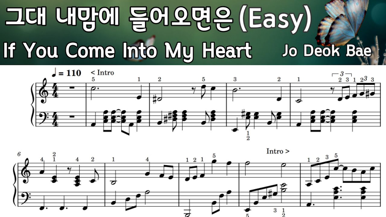 K-pop / If You Come Into My Heart / Easy Piano Sheet Music/ Jo Deok Bae ...