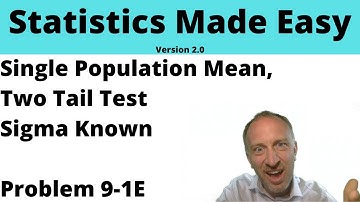 Statistics Module 9 V2 - Single Population Mean, Two Tail Test, Sigma Known, Problem 9-1E