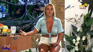 Jenny Scordamaglia Busty Jean Top and Short Shorts
