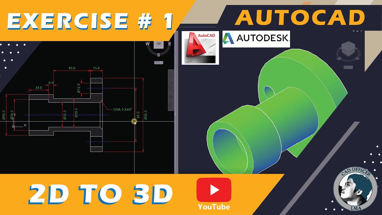 AUTOCAD 2D TO 3D EXERCISE 1 / TAGALOG VER. - YouTube