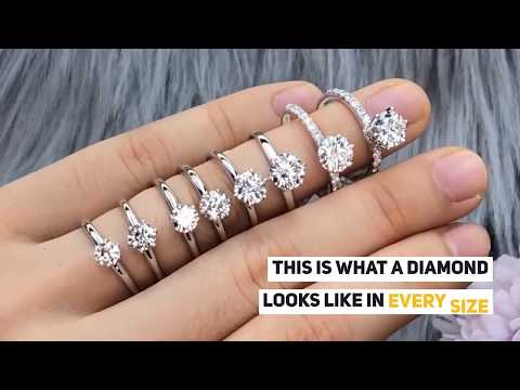 Diamond Size Engagement Ring Comparison On Hand (0.3, 0.4, 0.5, 0.6, 0.7, 0.8, 0.9, 1.0 Carat)