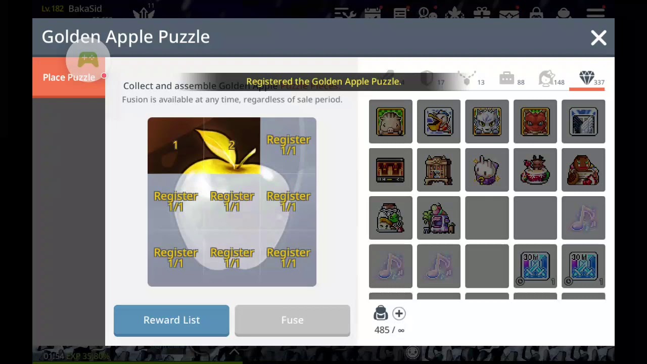 Maplestory M Golden Apple Puzzle Fuse December 2020 worst