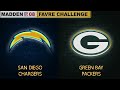 Madden NFL 08 Mod - San Diego Chargers vs. Green Bay Packers | Favre Challenge