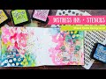 Easiest way to make an art journal background  stencil smooshing with distress inks 