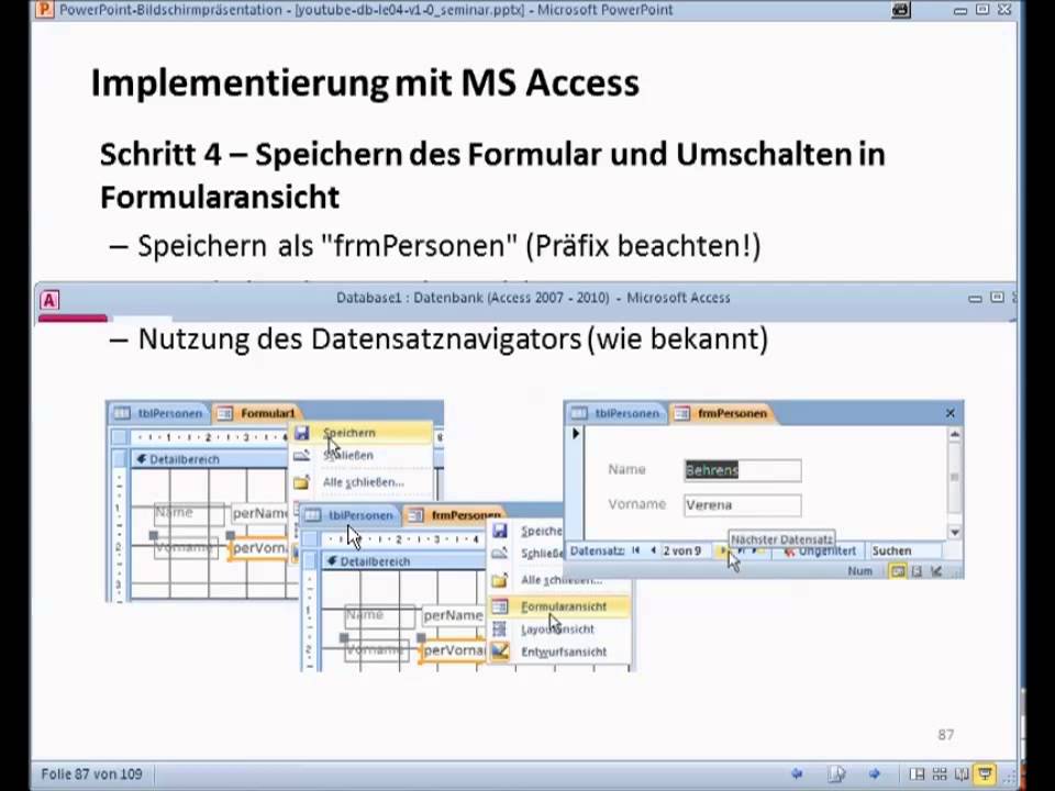 0409: Datenbanken mit MS Access - LE04 - Teil 09 - Datenzugriff aus Formularen - YouTube