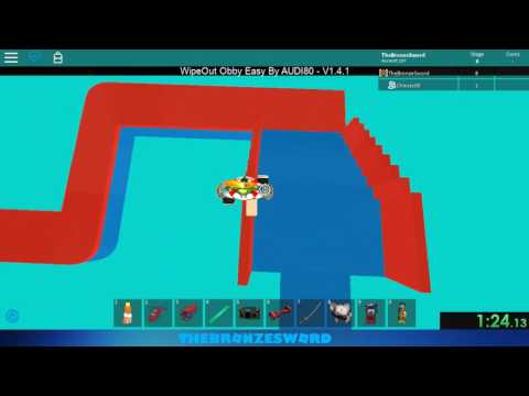 100 In 2m 29s By Thebronzesword Roblox Wipeout Obby Audi80 Speedrun Com - wipeout obby 12 stages roblox