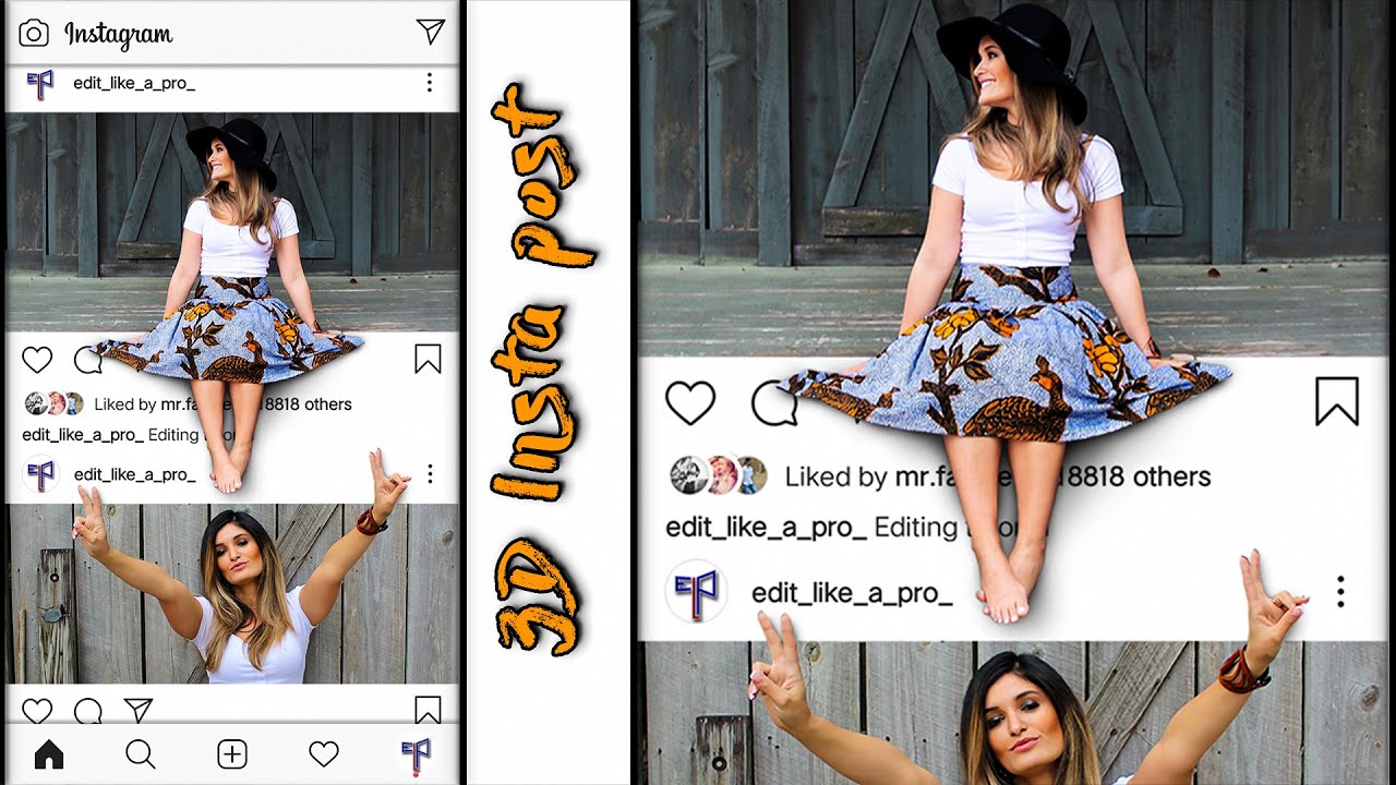 How to create 3D INSTAGRAM POST | mobile editing tips | picsart - YouTube