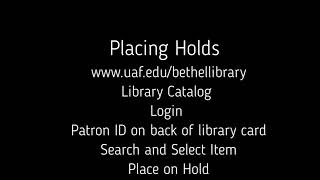 How to place a hold
