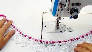 خياطة فصال شتوي بدانتيل و قيطان - Stitching blouse with lace