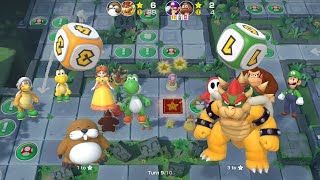 Super Mario Party Partner Party #1213 Domino Ruins Monty Mole & Bowser vs Waluigi & Goomba