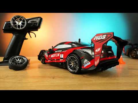 Машинка на радіокеруванні повнопривідна 4WD з підсвічуванням Nissan Ніссан Червоний, видео 1