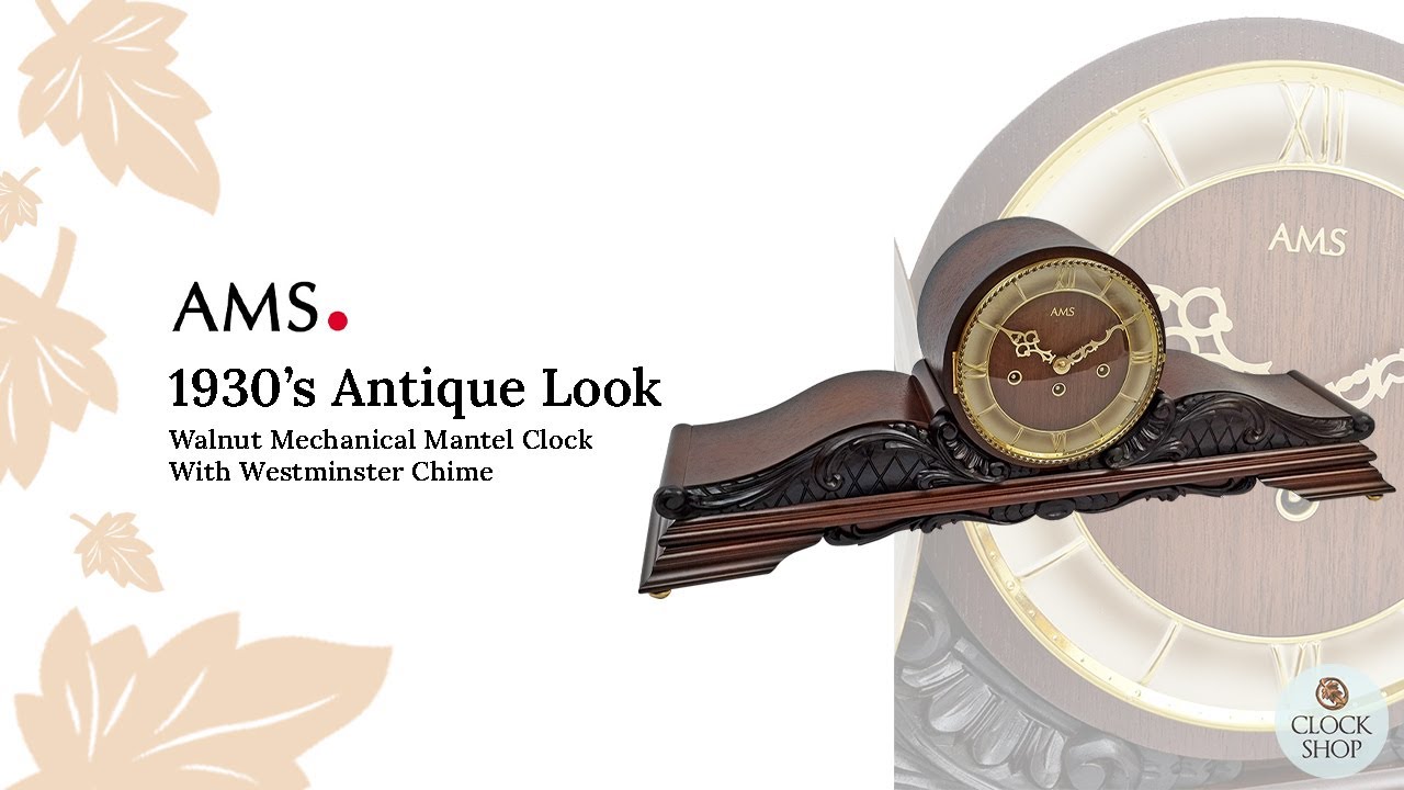1930s Antique Look Mechanical Tambour Mantel Clock With