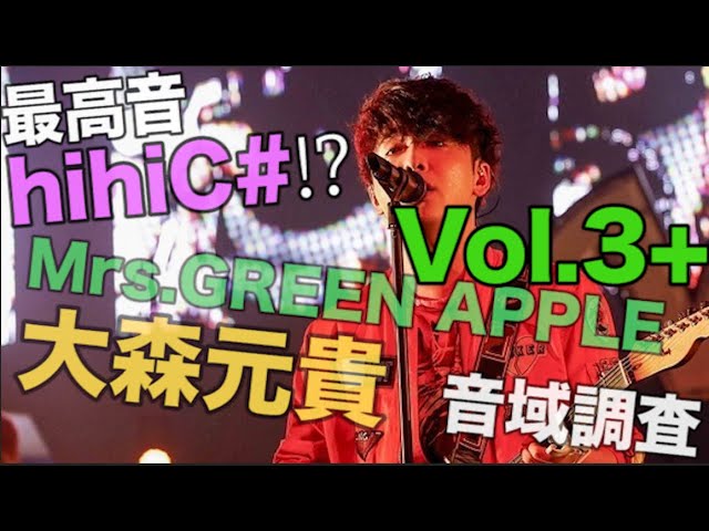 最高音hihic Mrs Green Apple 音域調査 Vol 3 大森元貴 Youtube