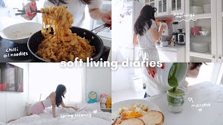 Soft living diaries) spring reset  cleaning my room, home cooking  & self care routines