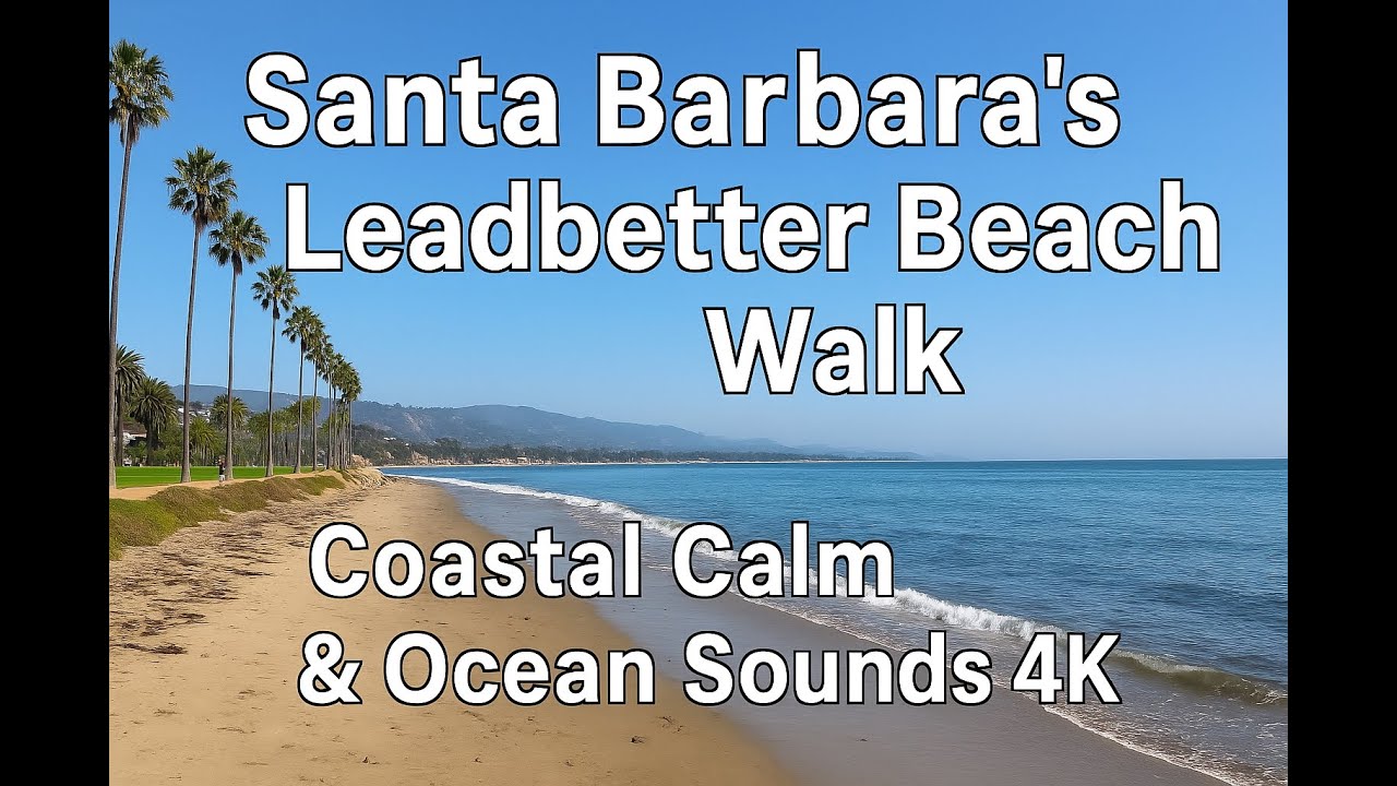 Santa Barbara’s Leadbetter Beach Walk 🏖️ Coastal Calm & Ocean Sounds   4K