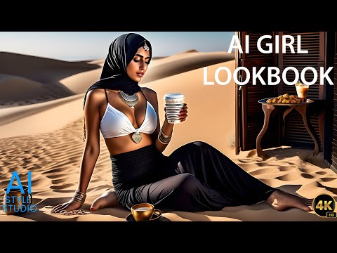 4K AI Art Lookbook Video of Arabian AI Girl ｜ Resilient Journey of Barefoot Girl