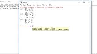 Python program to subtract two Matrices together