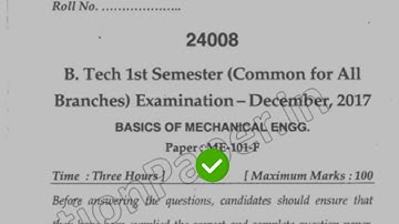 2017 Mdu BTech 1st Sem Basics of Mechanical Engg Question Paper
